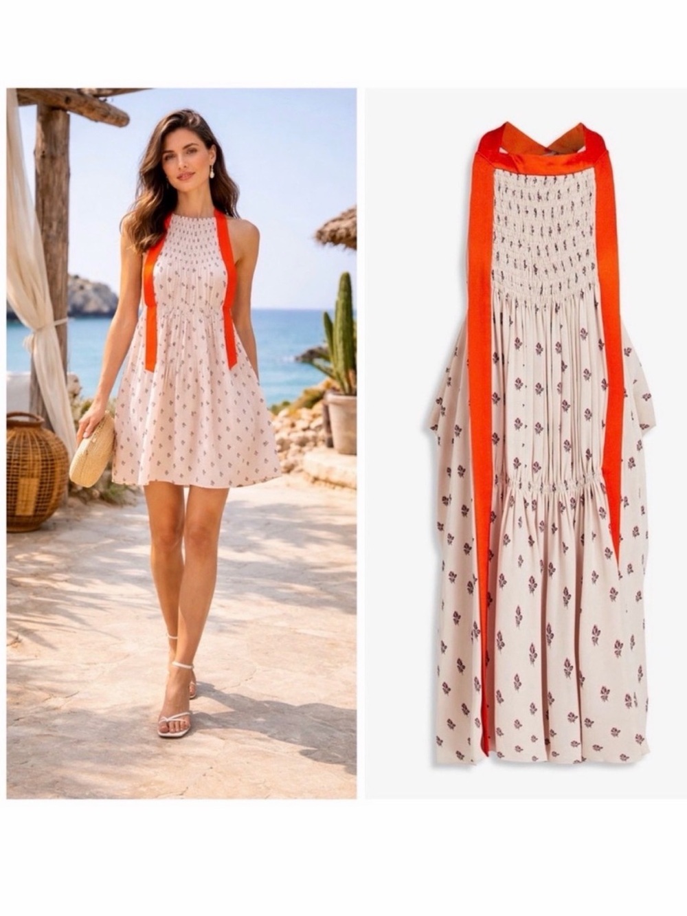 Valentino Cream White Scarf Print Halter Mini Dress 4 Resort Cocktail NWOT 🟠